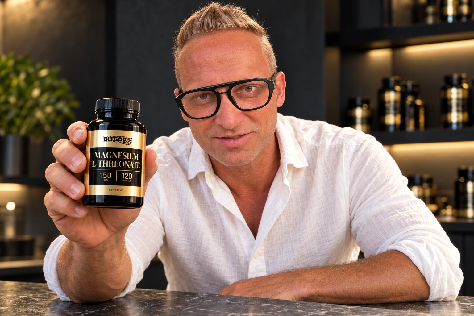 David Anderson med et kosttilskudd fra Bli God