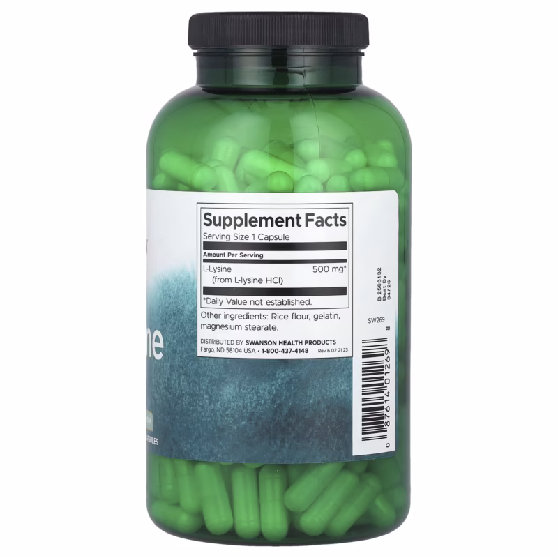 Swanson L-Lysine 500 mg – 300 kapsler – Fri form - Bilde 3