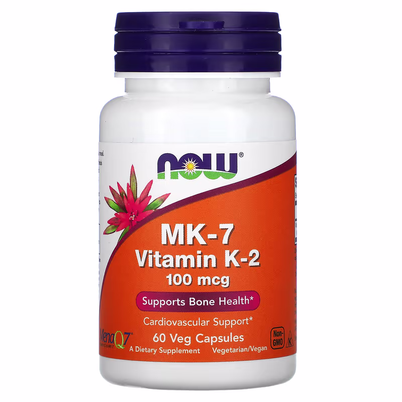 Vitamin K2 MK7 –100 mcg – 60 kapsler - NOW Foods