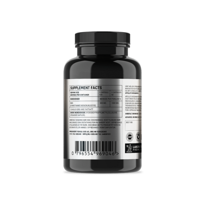 NMN MAX 500 mg – 120 kapsler – β-nikotinamid mononukleotid - Bilde 2