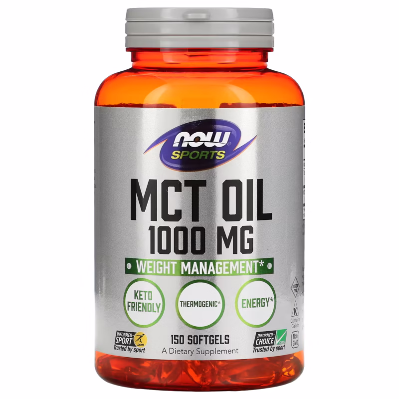 NOW Sports MCT-olje 1000 mg – 150 softgels med kaprylsyre og kaprinsyre