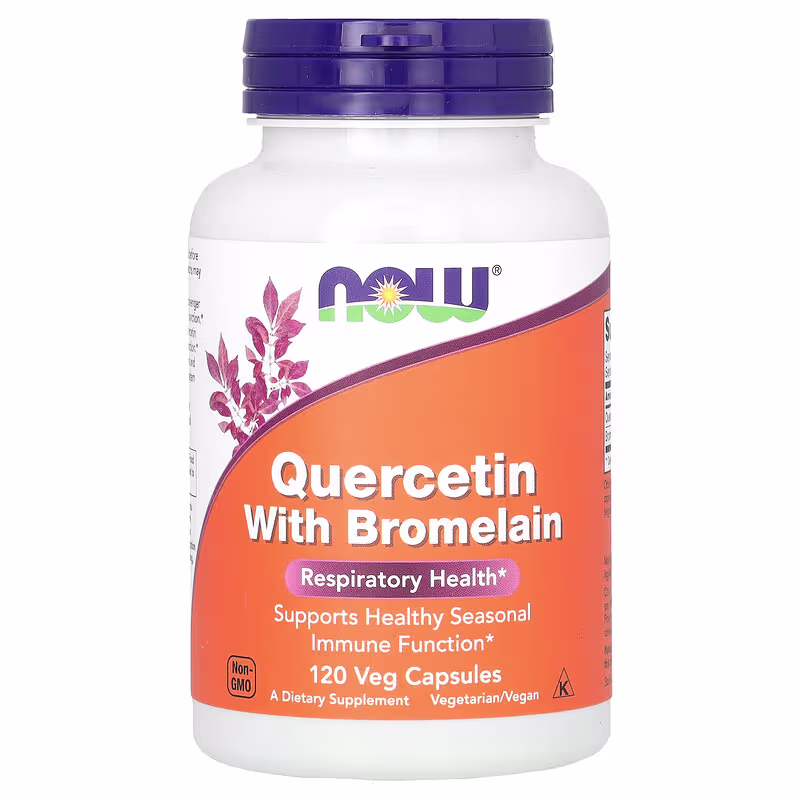 NOW Foods Quercetin med Bromelain 800 mg + 165 mg, 120 veganske kapsler