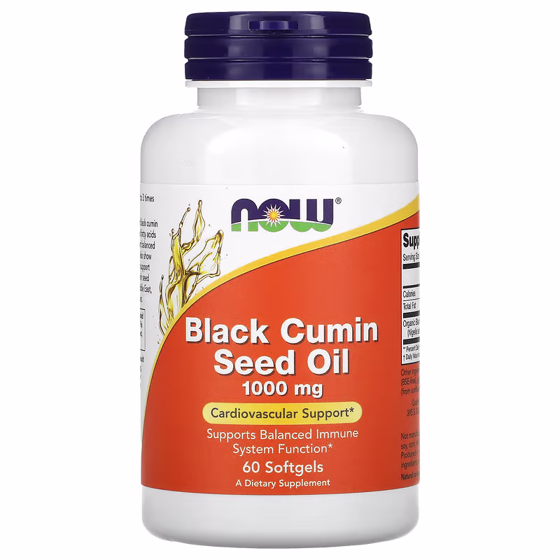 NOW Foods Black Cumin Seed Oil 1000 mg softgels – svartfrøolje organisk
