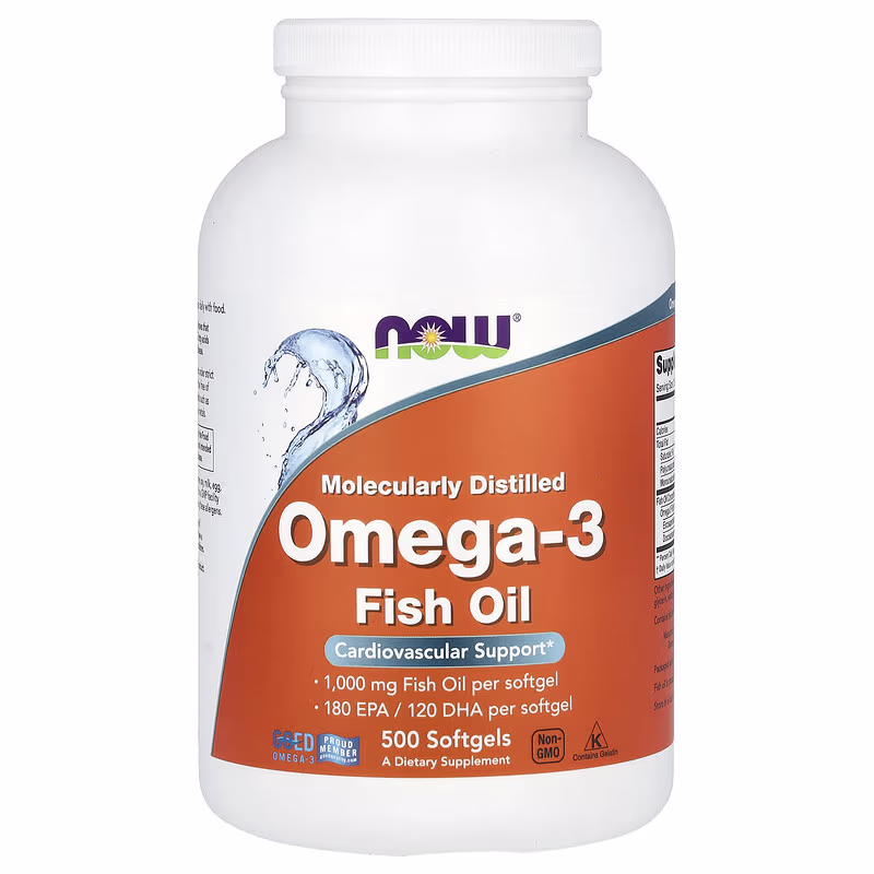 NOW Foods Omega-3 Fish Oil 500 softgels – molekylært destillert høykonsentrert