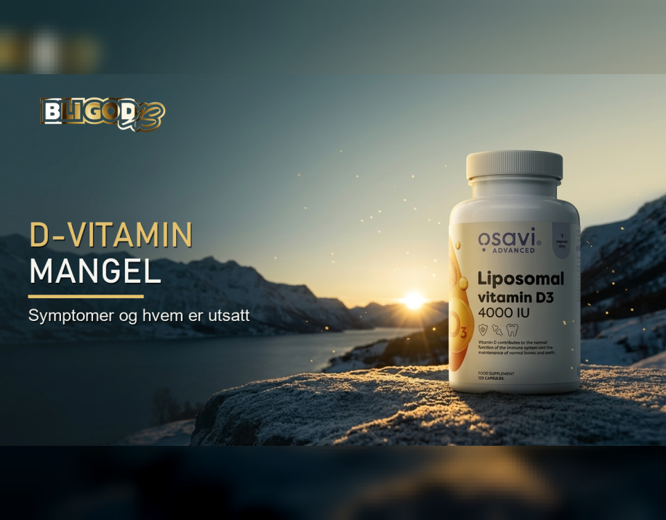 D-vitaminmangel banner — lav vintersol over norsk fjord