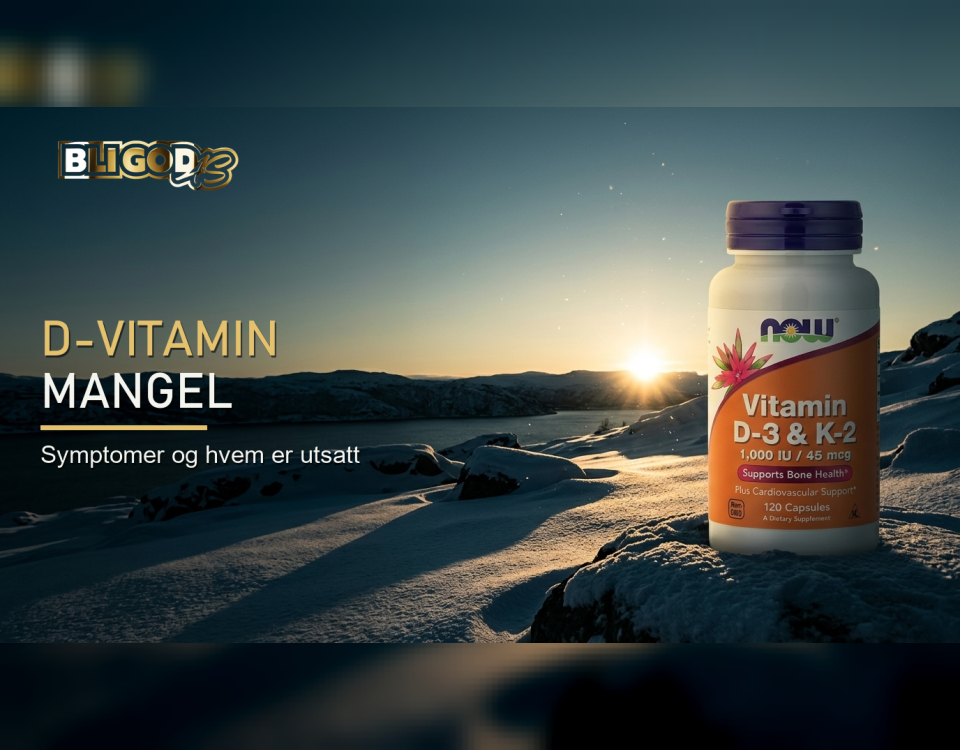 D-vitaminmangel banner — lav vintersol over norsk fjord