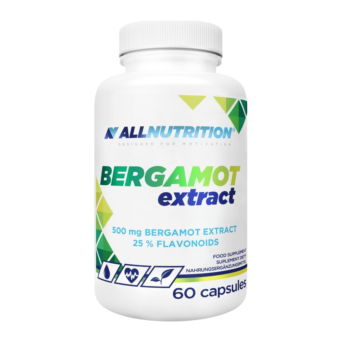 Allnutrition Bergamot ekstrakt 500 mg boks med 60 kapsler for kolesterolstøtte