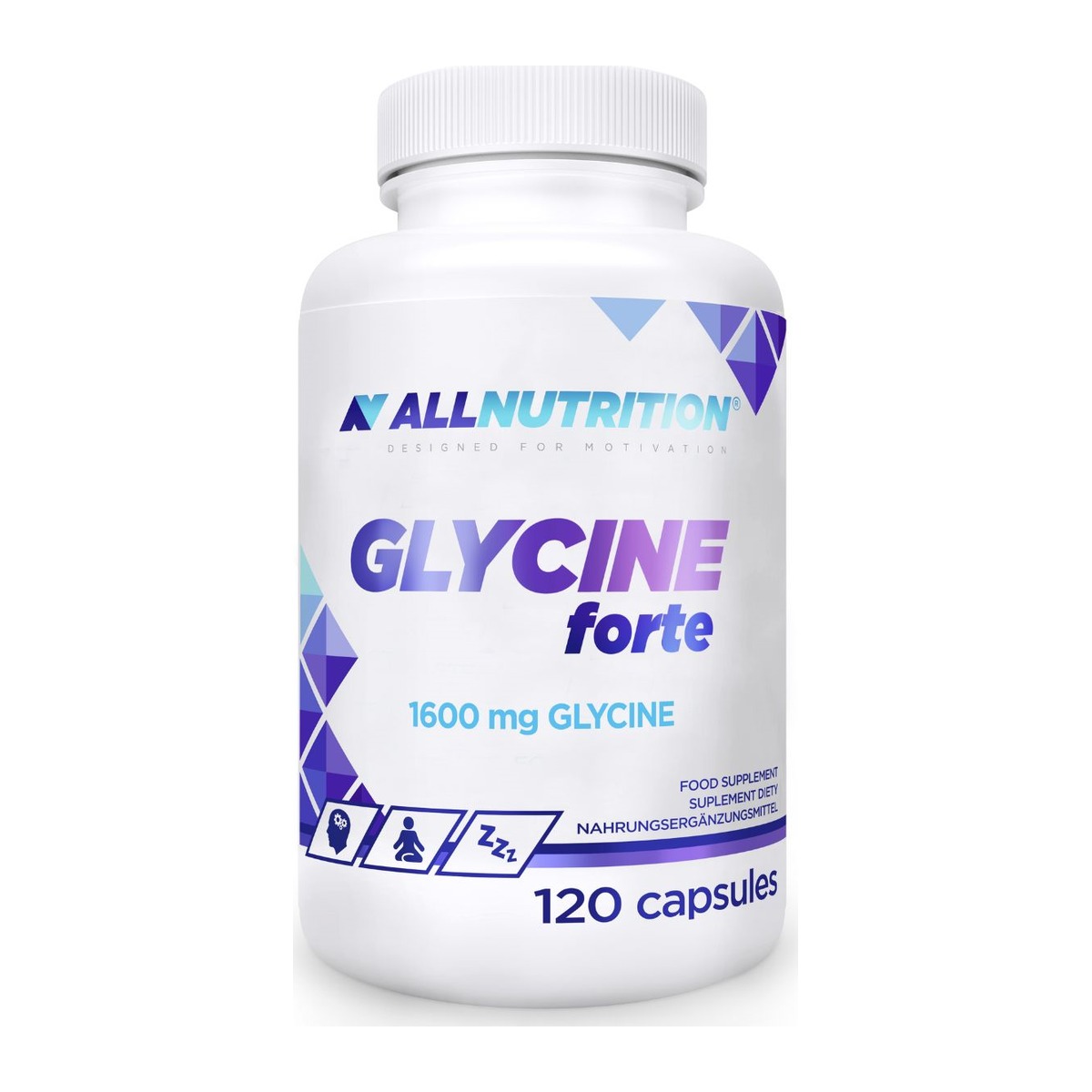 Glycine Forte 1600 mg Allnutrition – 120 kapsler i hvit boks
