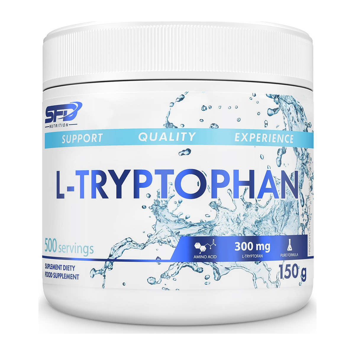 l-tryptofan pulver SFD 150 g – 300 mg per porsjon, nøytral smak og lett å blande