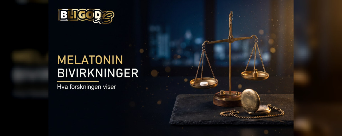 Bivirkninger av melatonin – messingvekt med en tablett og et lommeur på mørk bakgrunn