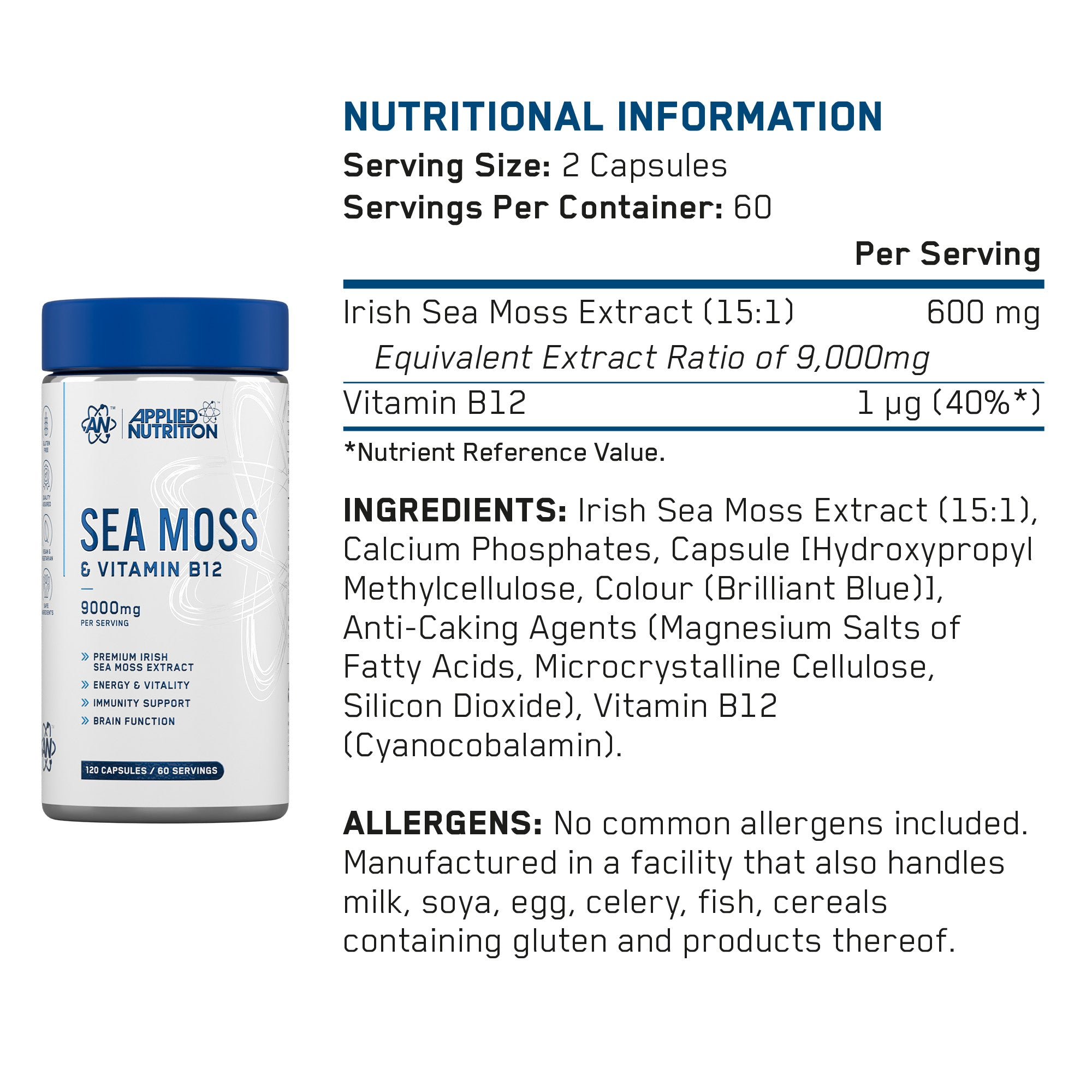 Sea Moss med vitamin B12 – 120 vegkapsler