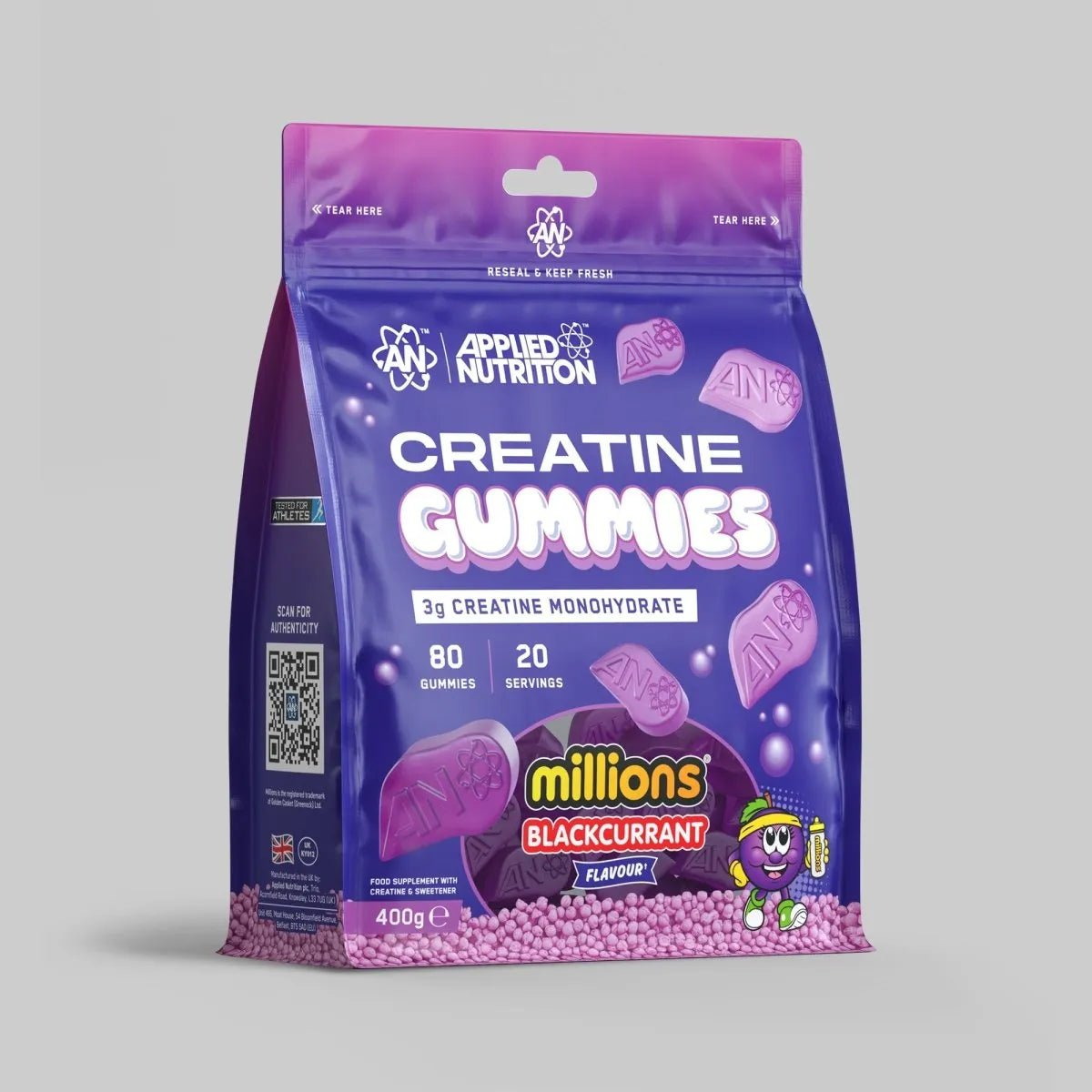 Kreatin Gummies Millions Blackcurrant 3000 mg kreatinmonohydrat per porsjon – 80 stk