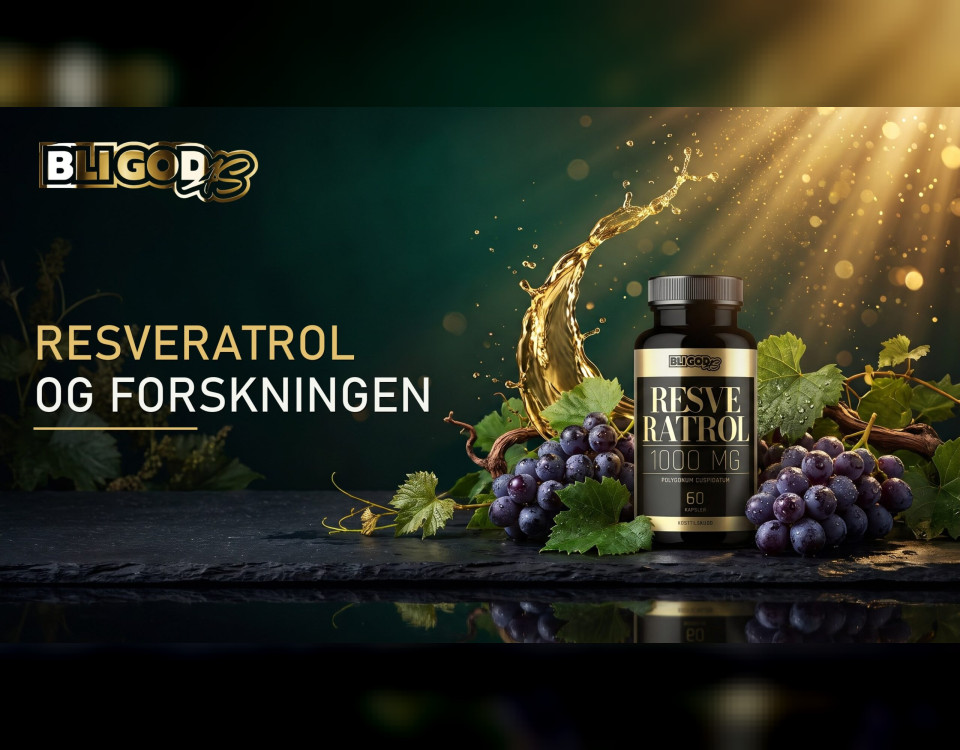 Resveratrol 1000 mg fra Bli God med druer og vinblader